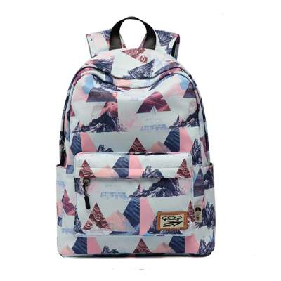 Nylon landscape print custom logo school backpack bag for girls promotional backpack